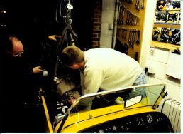 Malcolm and me putting engine in car