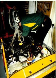 Peter C with engine in car 1